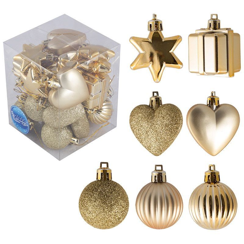 Подвесн.украш. "Ассорти" 007443 (набор 24шт.) (золотой) Скр