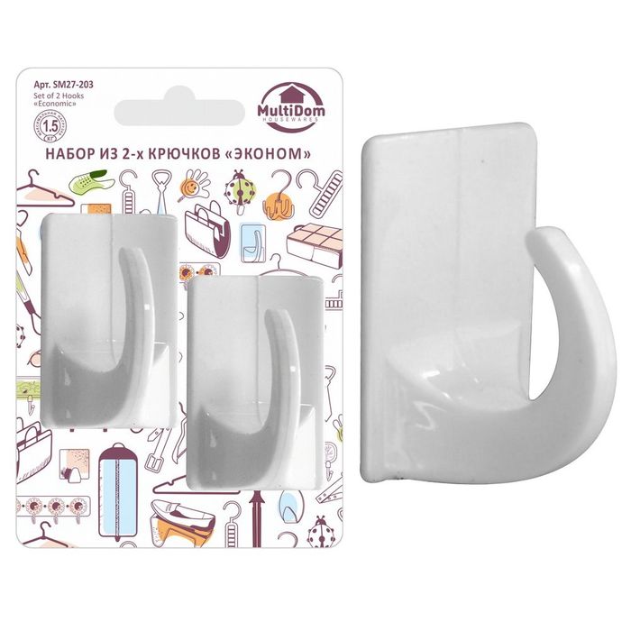 Крючок SM27-203 "Эконом" (2шт) (на самоклеющейся пленке) Мд