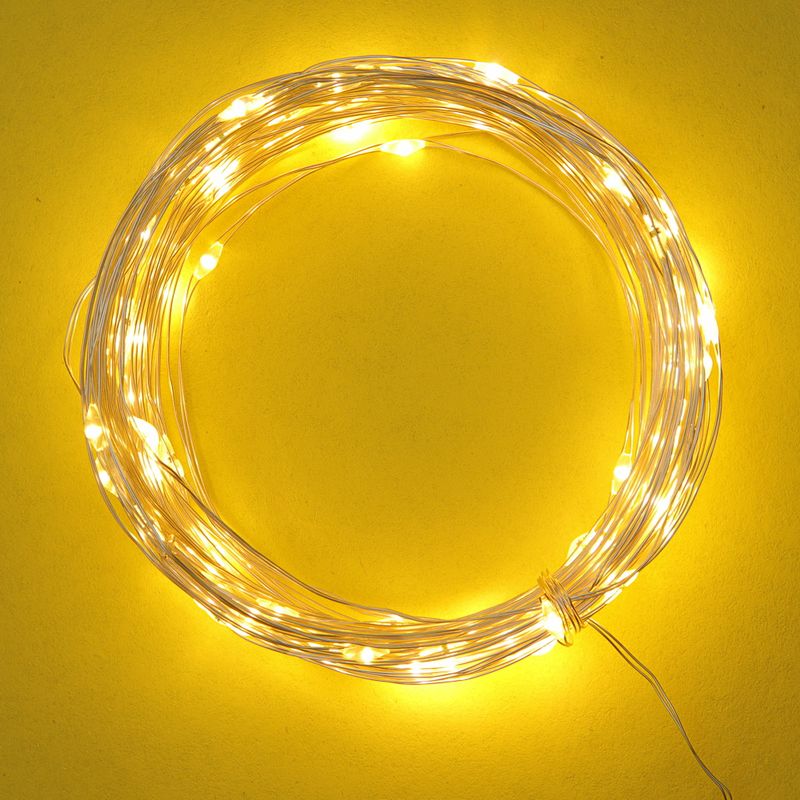 Гирлянда эл. нить  5,0м. 384-337 НИТЬ РОСЫ, 50LED, шампань, 8 реж., пров. серебр. цвет СНОУ БУМ Гирлянда эл. нить  5,0м. 384-337 НИТЬ РОСЫ, 50LED, шампань, 8 реж., пров. серебр. цвет СНОУ БУМ