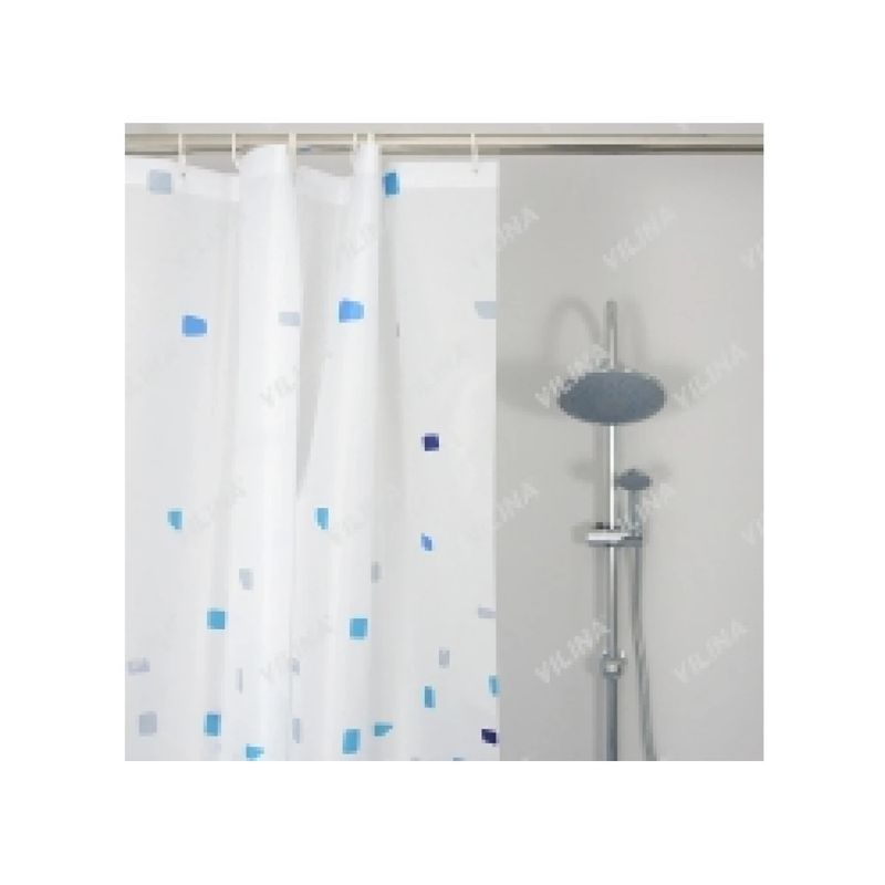 Занавес д/ван.комн. 180*180см. п/эстер. "Для бережливых" 0322 (Мозаика голубая) М.