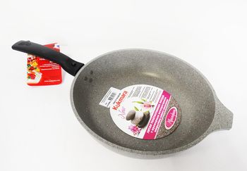 Сковорода Кукмор d220/50мм. смс222а светл.мрамор (а/пр. со съем.руч.)