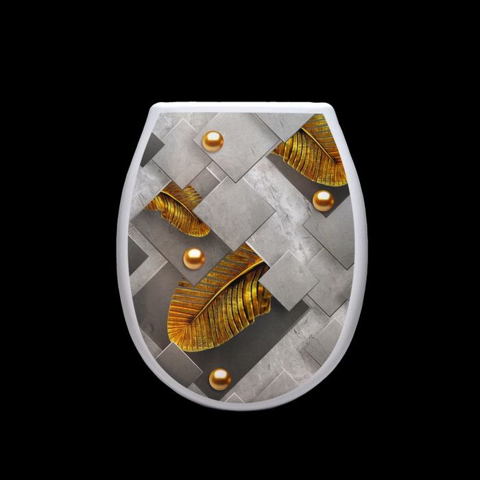 Сиденье д/унитаза "ОКЕАН LUX" с рис. "ЗОЛОТОЕ ПЕРО" жест. Нов.
