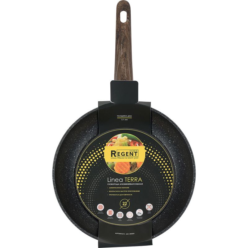 Сковорода 62-2022 d 22*4.7см. TERRA (индукц.) (а/пр. ков. ал.)