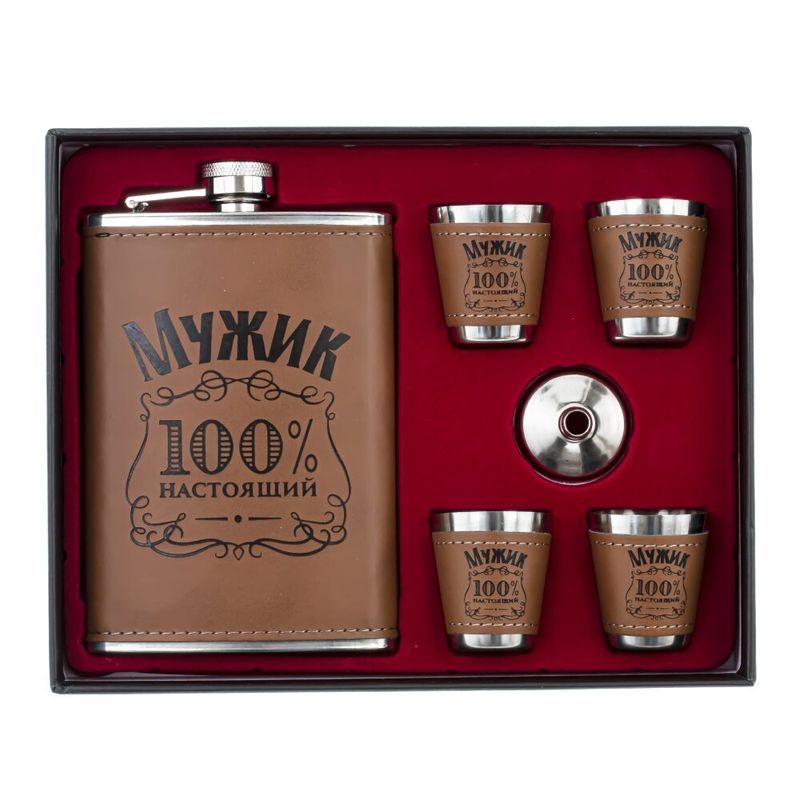 Подарочный набор 800053 (6пр: фляжка 250мл, 4 стопки ,воронка) (Р)