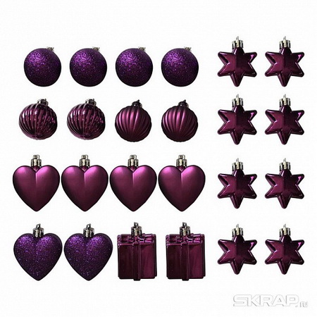 Подвесн.украш. "Ассорти" 007442 (набор 24шт.) (сиреневый) Скр