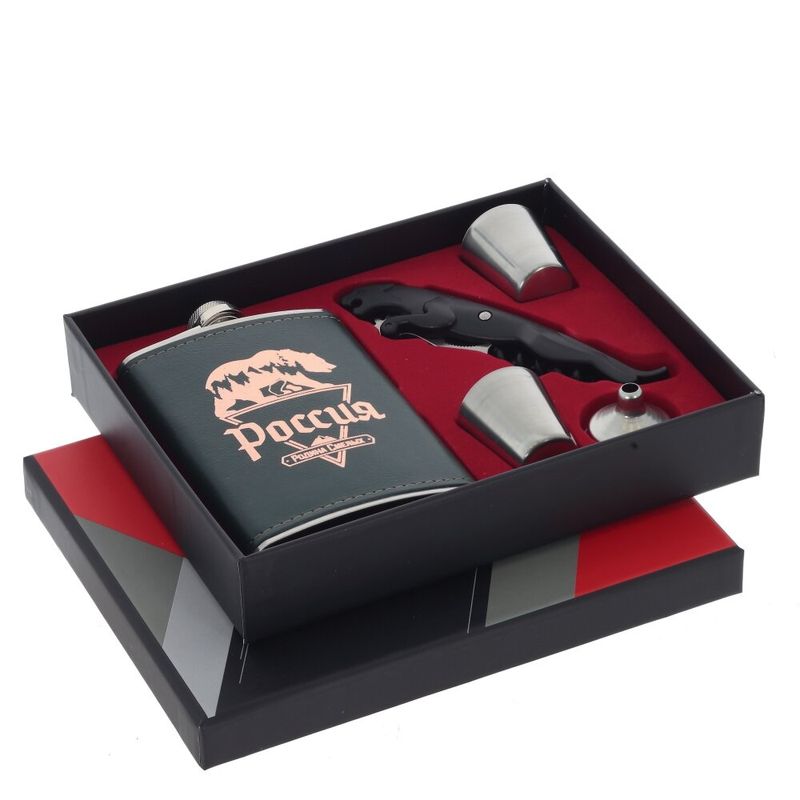 Подарочный набор 817086 (5пр: фляжка 270мл, 2 стопки ,воронка, штопор) (Р)