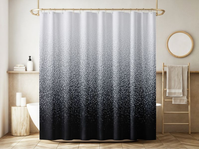 Занавес д/ван.комн. 180*200см. 15348 Пиксель серый градиент ВТ-821006  М.