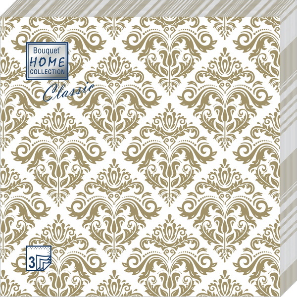 Салфетки бумажные 3сл. Home Collection Classic 39361 (33*33см.) 20шт. "Золотой орнамент" РБ Салфетки бумажные 3сл. Home Collection Classic 39361 (33*33см.) 20шт. "Золотой орнамент" РБ