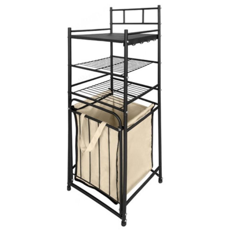 Стеллаж с двойной корзиной д/белья 3-х ярусн. СК42 (черный) (К-У)