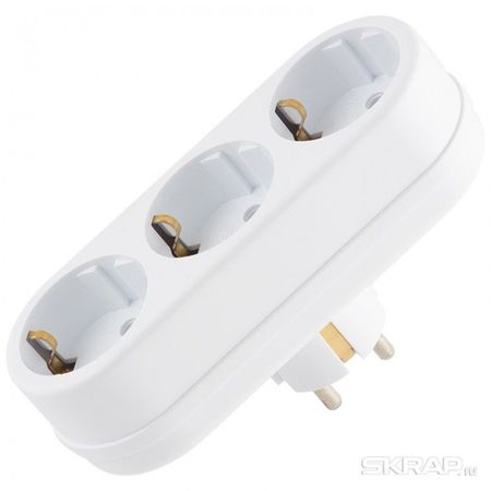 Разветвитель TOKER 3 роз. 3L3 006426/758072 с/з, 16А, белый