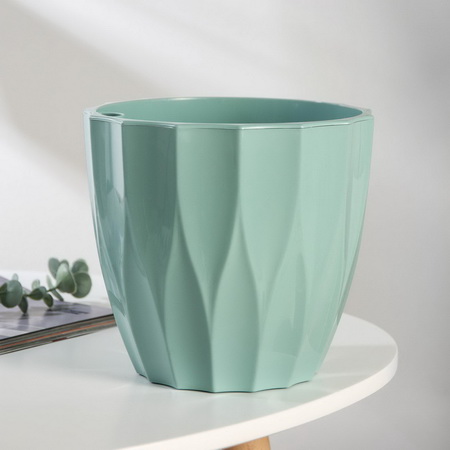 Кашпо ФЛЮТЕ 3,0л. со вставкой 1321 (нефрит) ДП