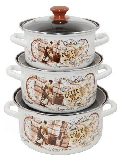 Набор "Эспрессо-1-ЭКСТРА" (3к:1,5/2,3/3,0л. ст/крышк.) Керчь