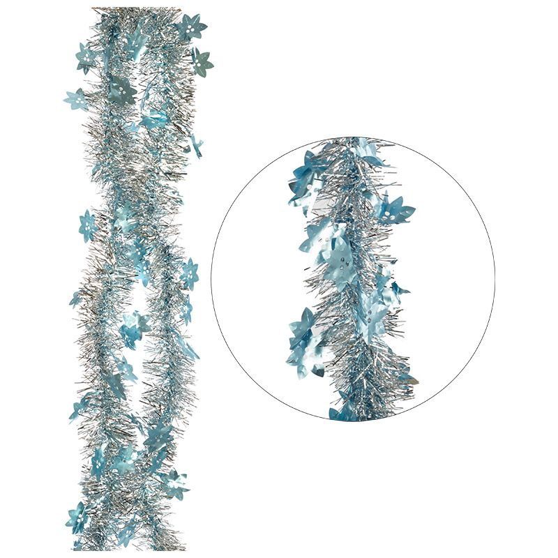 Мишура "Новый год" 007970 со снежинками-цветочками (2,0м. d7см. 6 слоев) бирюза СКР Мишура "Новый год" 007970 со снежинками-цветочками (2,0м. d7см. 6 слоев) бирюза СКР