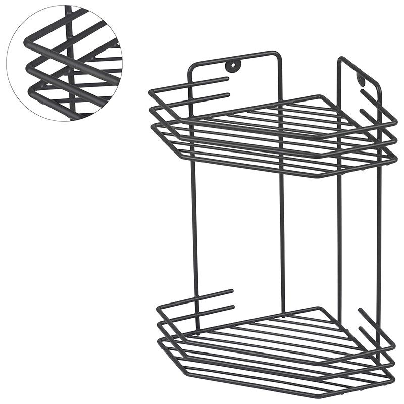 Полка д/ванной угл. 2-х ярусная 310869 (20,5*20,5*31,5см) графит Скр.