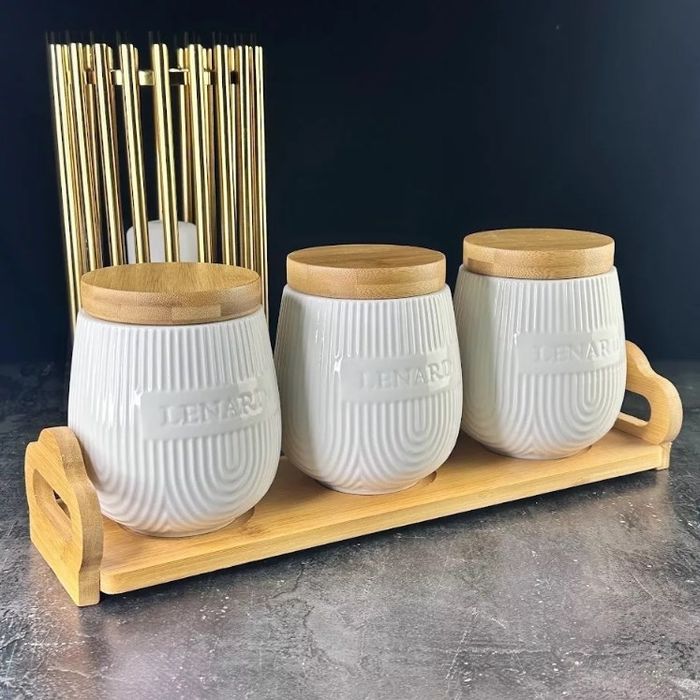 Набор банок 140-072 BAMBOO (3шт.*0,6л.) на подставке (подар.уп.)