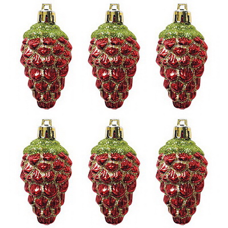 Подвесн.украш. "Шишки" 007476 (набор 6шт.) (красный) Скр