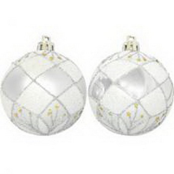 Шары с рис. РВD6-6-882-S (набор 6шт.) d6см. серебро 101779 Скр.