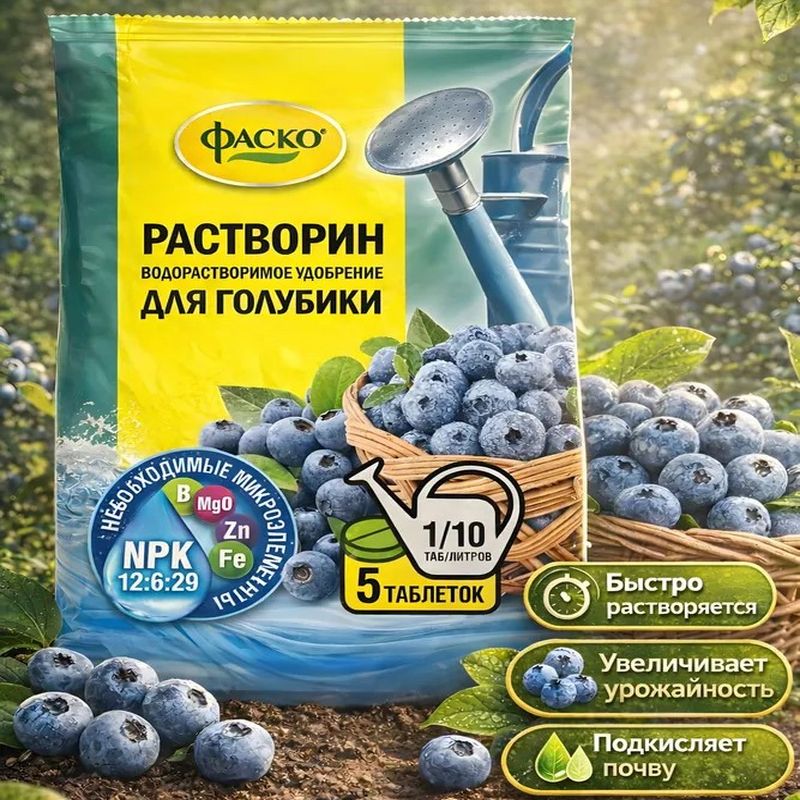Удобрение РАСТВОРИН д/голубики (табл. 5шт.). Ф