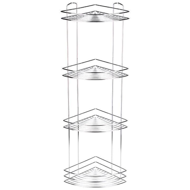 Полка д/ванной угл. 4-х ярусная BASIC 111181 (21*21*82,5см) хром. Скр.