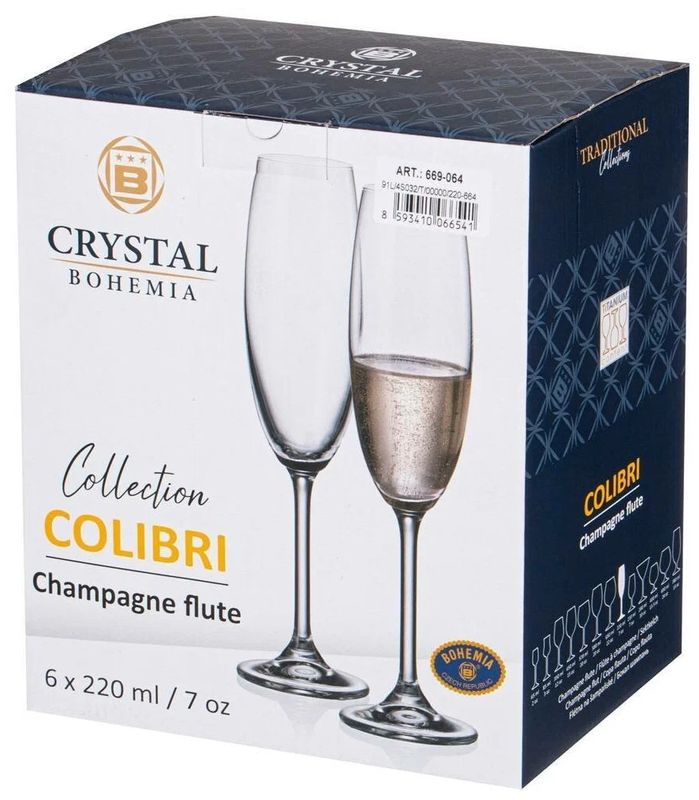 Набор фужеров COLIBRI 0031 (220мл.)(6шт.) д/шампанского