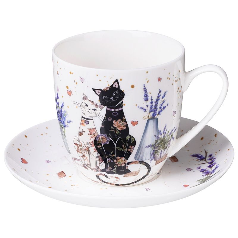 Чайная пара 425-174 "Лавандовые коты" 350мл. ВД