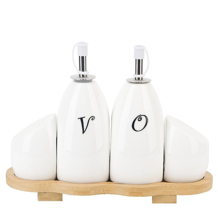 Набор д/специй 2631049 "Naturel" 2пр. +бутылки д/масла и уксуса (на бамб.подст.) подар.уп. ЕНС