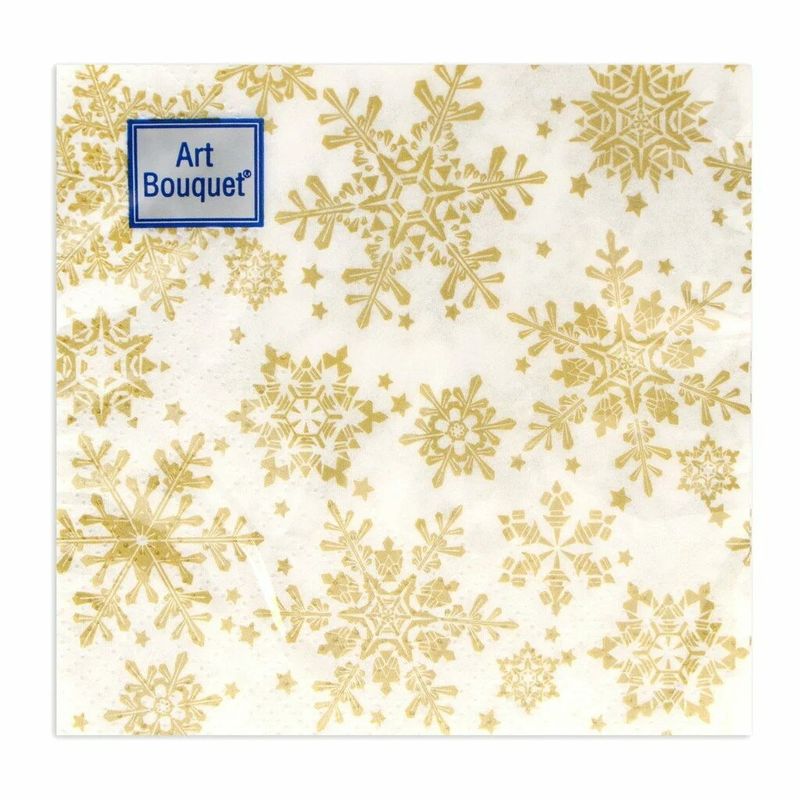 Салфетки бумажные 2сл. Art Bouguet 43196 (20*20см.) 30шт. НГ "Золотые снежинки" РБ