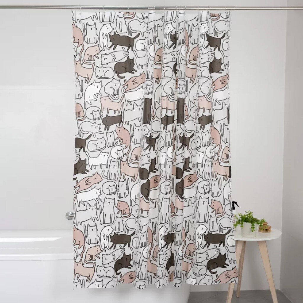 Занавес д/ван.комн. 180*180см. "Cats" FOR-PV09 А