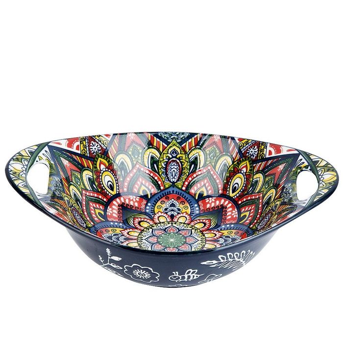 Салатник 0860090 "Arabesque" (синий) овал. с ручками 22,5*15*6,5см. ЕНС