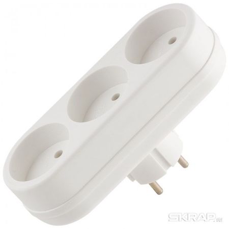 Разветвитель TOKER 3 роз. 3L 006424/758071 б/з, 6А, белый