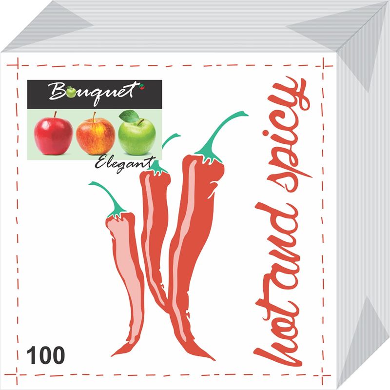 Салфетки бумажные 1сл. Bouguet Elegant 57381/42567 (24*24см.) 100шт. "Перчики" РБ