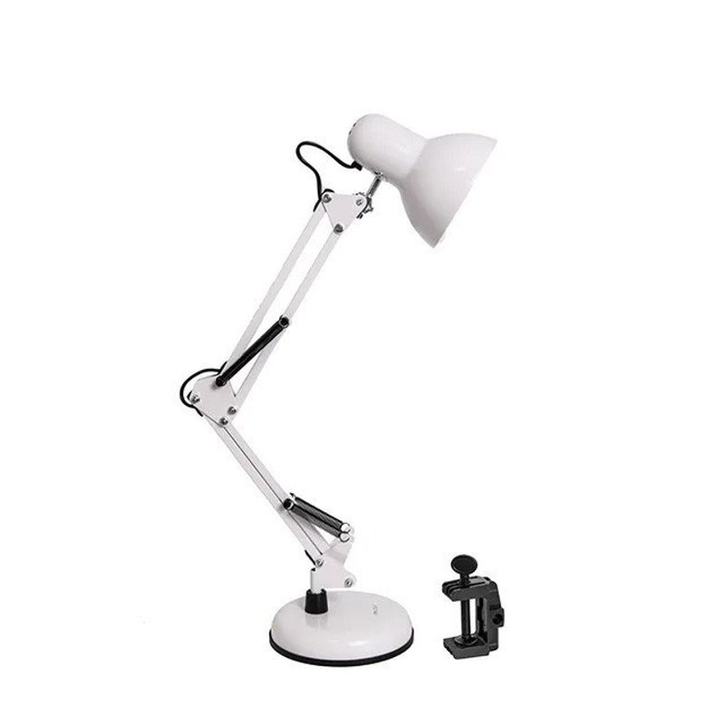 Лампа настольная MT-2001А/С , Белый глянец/матовый, на основании+струбцина, 60Вт, Е27