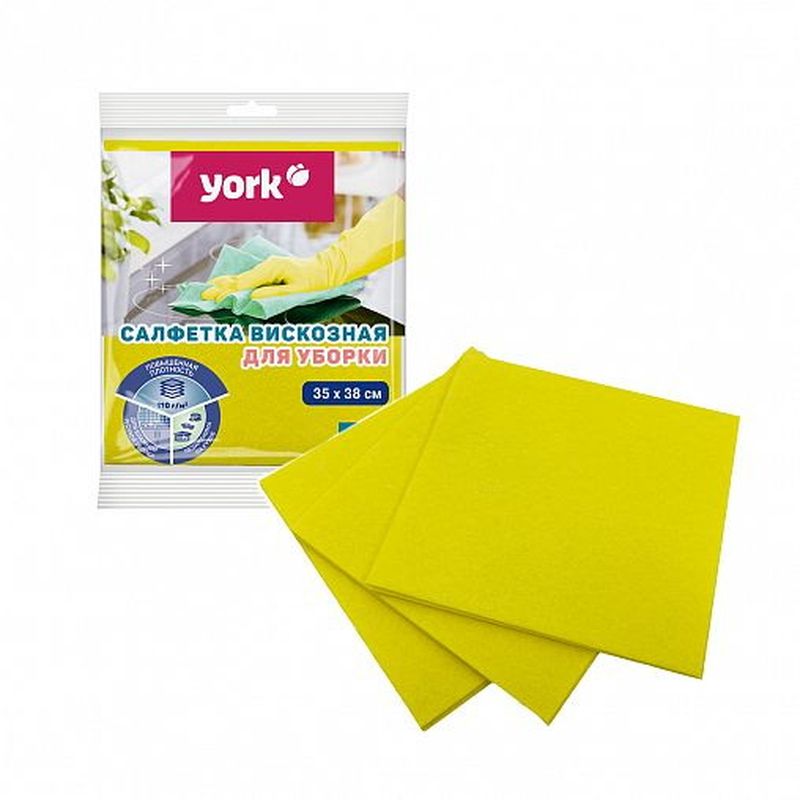 Салфетка вискозная 2020 (3шт.35*38см. ) повышенной прочности YORK