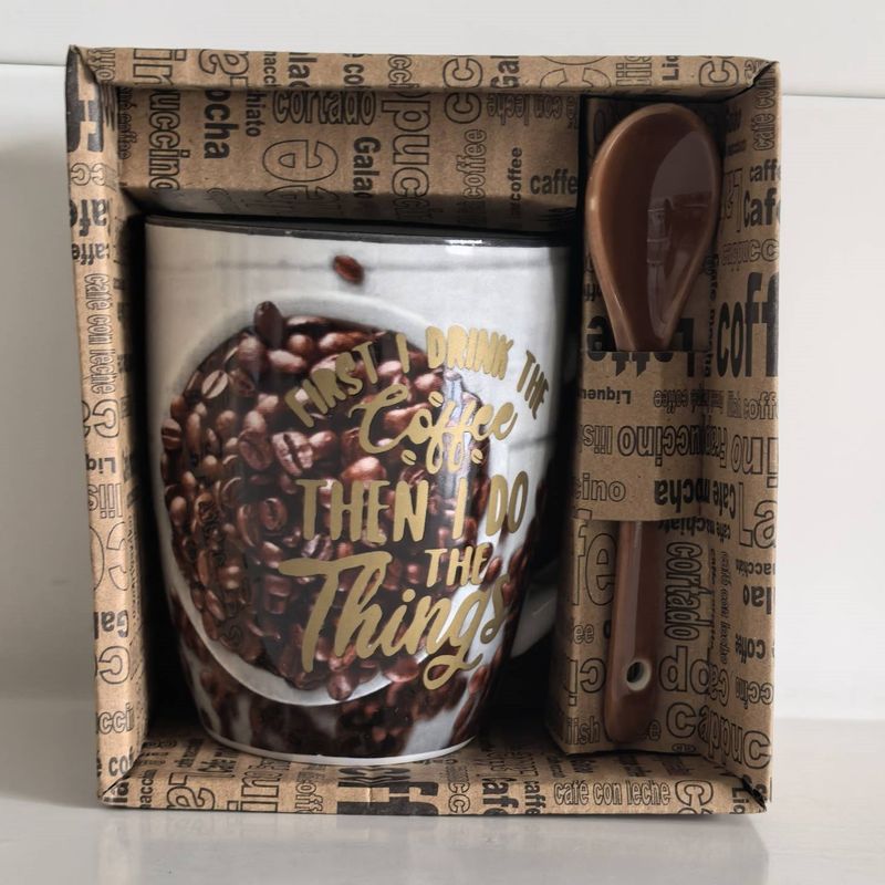 Кружка Бочка с ложкой "Жизнь с кофе"340мл. (R03H/4815) 001530 КС