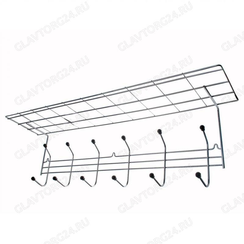 Вешалка настенная АЛТ07С/АМ 07С (6 кр.) с полкой (хром.)
