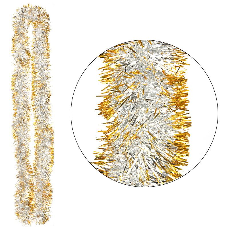 Мишура 2,0м. 6 слоев 106426 SYMTA-1623108 (серебряный с золотой окант.)СКР Мишура 2,0м. 6 слоев 106426 SYMTA-1623108 (серебряный с золотой окант.)СКР