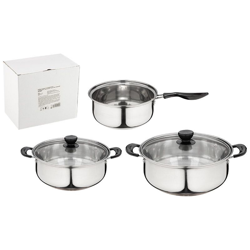 Набор посуды PROMO (5пр.: 2к. 1,25/2,2л. (ст.кр.) ковш 1,25л. 981058 Скр.