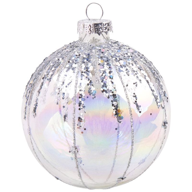 Шар "Иней" d8см. 108551 (перламутр с серебром) Скр.