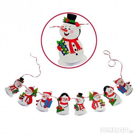 Гирлянда "Веселые снеговички" 008072 (бумага) Скр