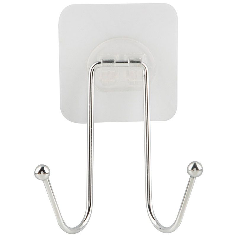 Крючок двойной BASIC 110763 (самоклеющ. основа, хром.) Скр