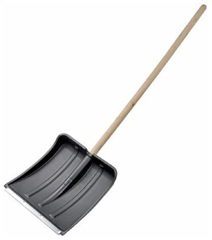 Лопата д/снега пл. №10 53*36см. с планкой, с дер. чер. V-образн. ручкой Заря