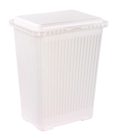 Корзина д/белья 25л. ВЯЗАНОЕ ПЛЕТЕНИЕ М6888 белый