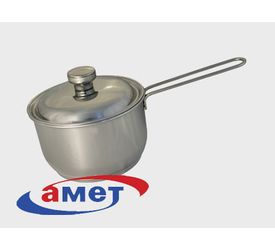 Кастрюля нерж.  1,0л. ТРС-3 (молочник) 1с763/3с106 метал.крышка Аша