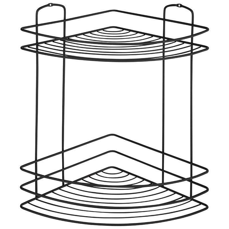 Полка д/ванной угл. 2-х ярусная BLACK 111177 (21*21*30,5см) черн. Скр.