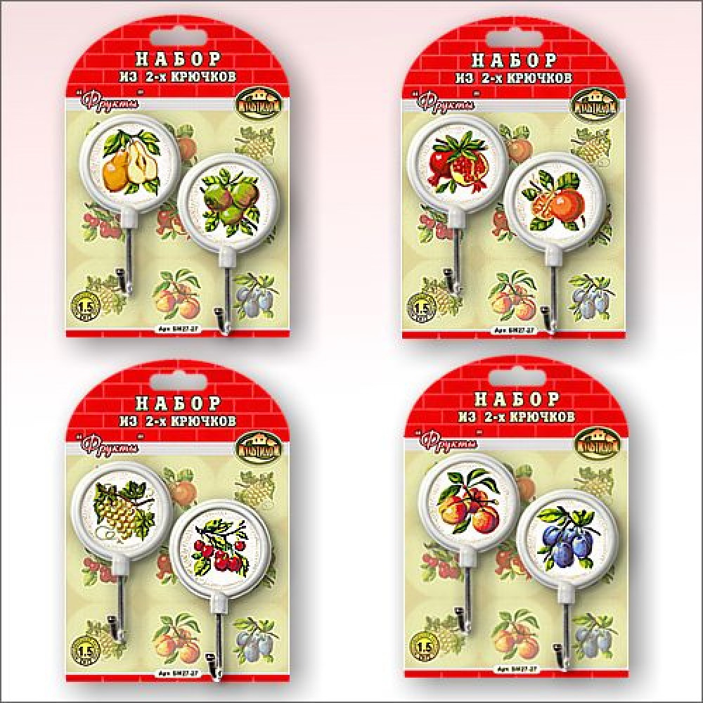 Крючок на липучке SM27-27 "Фрукты" (2шт.) Мд