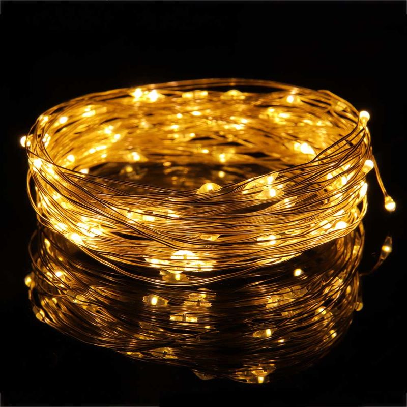 Гирлянда эл. нить  3,0м. 384-333 НИТЬ РОСЫ, 30LED, шампань, пров. серебр. цвет СНОУ БУМ Гирлянда эл. нить  3,0м. 384-333 НИТЬ РОСЫ, 30LED, шампань, пров. серебр. цвет СНОУ БУМ