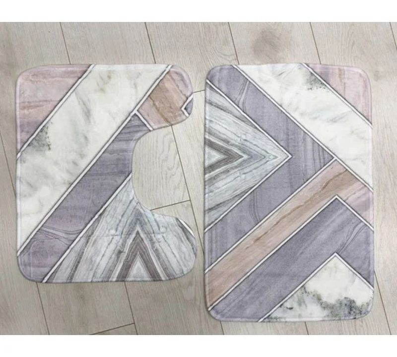 Коврик д/ванны 2предм. Fresh Printed Мрамор микс HYFP24001 40/60 и 40/50см. 14733 .