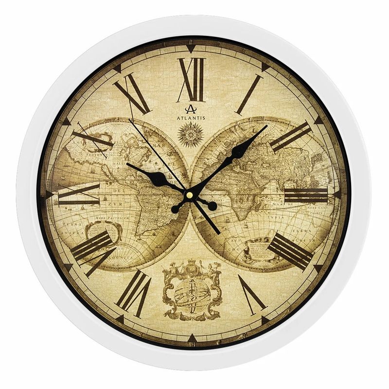 Часы настенные S616R48 "Atlantis" белый (d39,8*4.6см) А