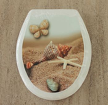 Сиденье д/унитаза "ОКЕАН" с рис. "РАКУШКА-БАБОЧКА" жест. Нов.
