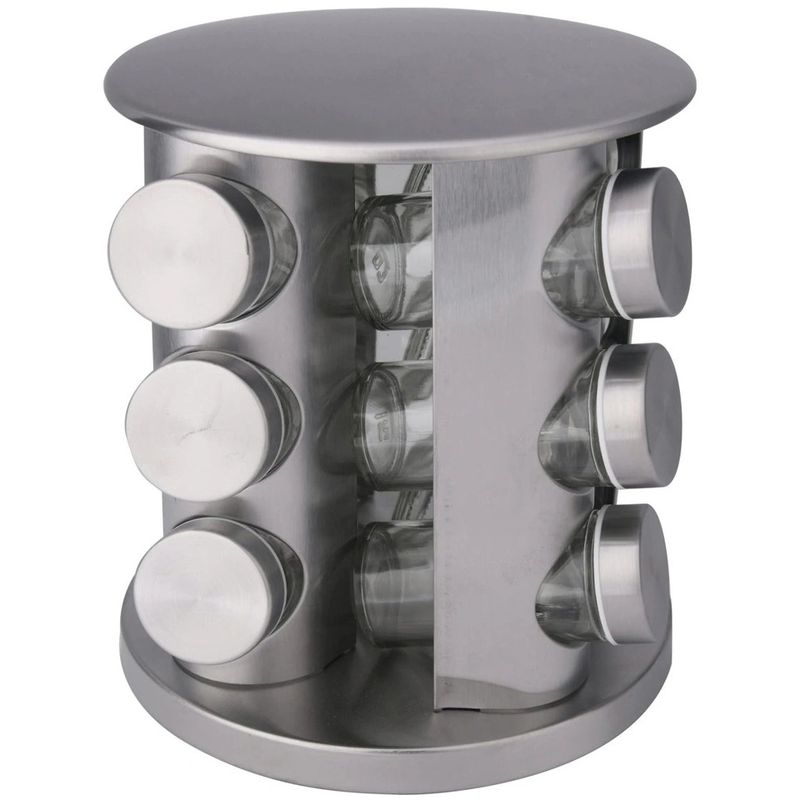 Набор д/специй R-88-1 (12 баночек на вращ. круглой подставке (нерж.)